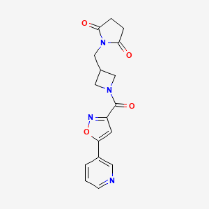 molecular formula C17H16N4O4 B2906480 1-({1-[5-(Pyridin-3-yl)-1,2-oxazole-3-carbonyl]azetidin-3-yl}methyl)pyrrolidine-2,5-dione CAS No. 2097863-79-9