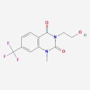 molecular formula C12H11F3N2O3 B2906482 3-(2-Hydroxyethyl)-1-methyl-7-(trifluoromethyl)quinazoline-2,4-dione CAS No. 1896333-22-4
