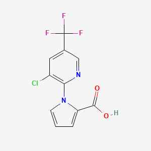molecular formula C11H6ClF3N2O2 B2906485 1-[3-chloro-5-(trifluoromethyl)-2-pyridinyl]-1H-pyrrole-2-carboxylic acid CAS No. 338397-41-4