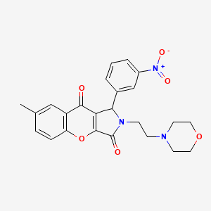 molecular formula C24H23N3O6 B2906492 7-Methyl-2-(2-morpholinoethyl)-1-(3-nitrophenyl)-1,2-dihydrochromeno[2,3-c]pyrrole-3,9-dione CAS No. 634574-11-1