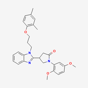 molecular formula C30H33N3O4 B2906495 1-(2,5-dimethoxyphenyl)-4-(1-(3-(2,4-dimethylphenoxy)propyl)-1H-benzo[d]imidazol-2-yl)pyrrolidin-2-one CAS No. 874639-59-5