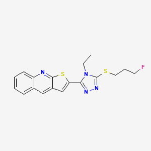 molecular formula C18H17FN4S2 B2906496 2-{4-ethyl-5-[(3-fluoropropyl)sulfanyl]-4H-1,2,4-triazol-3-yl}thieno[2,3-b]quinoline CAS No. 439112-40-0