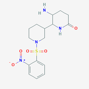 molecular formula C16H22N4O5S B2906505 5-Amino-6-[1-(2-nitrophenyl)sulfonylpiperidin-3-yl]piperidin-2-one CAS No. 2138575-04-7