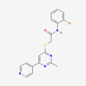 molecular formula C18H15BrN4OS B2906522 N-(2-bromophenyl)-2-((2-methyl-6-(pyridin-4-yl)pyrimidin-4-yl)thio)acetamide CAS No. 1251599-47-9