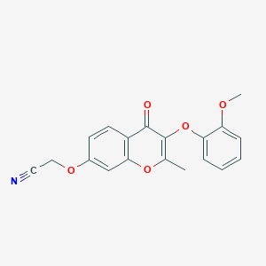 molecular formula C19H15NO5 B2906528 2-((3-(2-methoxyphenoxy)-2-methyl-4-oxo-4H-chromen-7-yl)oxy)acetonitrile CAS No. 845669-50-3