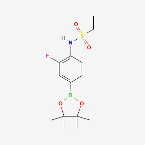 molecular formula C14H21BFNO4S B2906530 N-[2-fluoro-4-(tetramethyl-1,3,2-dioxaborolan-2-yl)phenyl]ethane-1-sulfonamide CAS No. 2246772-82-5