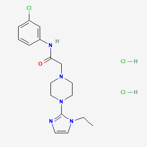 molecular formula C17H24Cl3N5O B2906534 N-(3-chlorophenyl)-2-(4-(1-ethyl-1H-imidazol-2-yl)piperazin-1-yl)acetamide dihydrochloride CAS No. 1351644-39-7