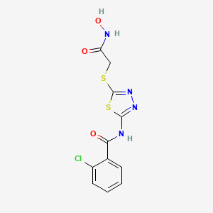 molecular formula C11H9ClN4O3S2 B2906535 2-chloro-N-(5-((2-(hydroxyamino)-2-oxoethyl)thio)-1,3,4-thiadiazol-2-yl)benzamide CAS No. 903354-45-0