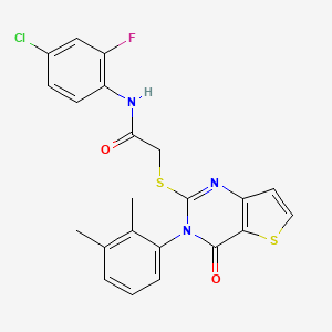 molecular formula C22H17ClFN3O2S2 B2906538 N-(4-chloro-2-fluorophenyl)-2-{[3-(2,3-dimethylphenyl)-4-oxo-3,4-dihydrothieno[3,2-d]pyrimidin-2-yl]sulfanyl}acetamide CAS No. 1291835-75-0