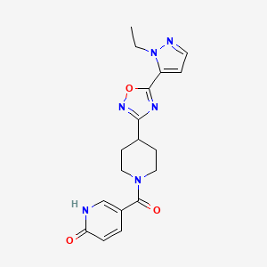 5-(4-(5-(1-ethyl-1H-pyrazol-5-yl)-1,2,4-oxadiazol-3-yl)piperidine-1-carbonyl)pyridin-2(1H)-one