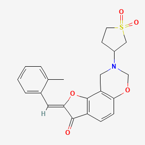 molecular formula C22H21NO5S B2906551 (Z)-8-(1,1-dioxidotetrahydrothiophen-3-yl)-2-(2-methylbenzylidene)-8,9-dihydro-2H-benzofuro[7,6-e][1,3]oxazin-3(7H)-one CAS No. 946293-74-9