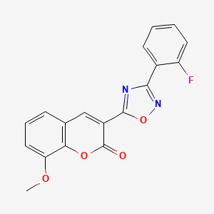 molecular formula C18H11FN2O4 B2906552 3-[3-(2-fluorophenyl)-1,2,4-oxadiazol-5-yl]-8-methoxy-2H-chromen-2-one CAS No. 892756-60-4