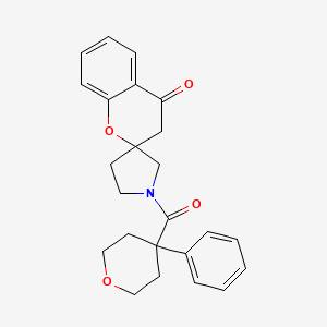 molecular formula C24H25NO4 B2906568 1'-(4-Phenyloxane-4-carbonyl)spiro[3H-chromene-2,3'-pyrrolidine]-4-one CAS No. 1448043-96-6