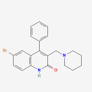molecular formula C21H21BrN2O B2906570 6-bromo-4-phenyl-3-(piperidin-1-ylmethyl)quinolin-2(1H)-one CAS No. 355418-71-2