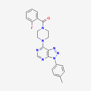 (2-fluorophenyl)(4-(3-(p-tolyl)-3H-[1,2,3]triazolo[4,5-d]pyrimidin-7-yl)piperazin-1-yl)methanone