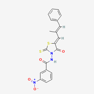 N-((Z)-5-((E)-2-methyl-3-phenylallylidene)-4-oxo-2-thioxothiazolidin-3-yl)-3-nitrobenzamide
