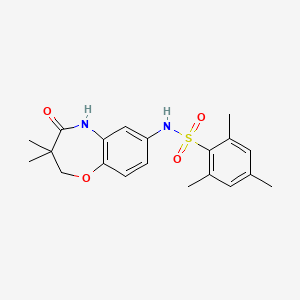 molecular formula C20H24N2O4S B2906576 N-(3,3-dimethyl-4-oxo-2,3,4,5-tetrahydrobenzo[b][1,4]oxazepin-7-yl)-2,4,6-trimethylbenzenesulfonamide CAS No. 922058-07-9