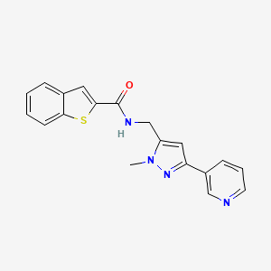 molecular formula C19H16N4OS B2906582 N-((1-methyl-3-(pyridin-3-yl)-1H-pyrazol-5-yl)methyl)benzo[b]thiophene-2-carboxamide CAS No. 2034376-25-3