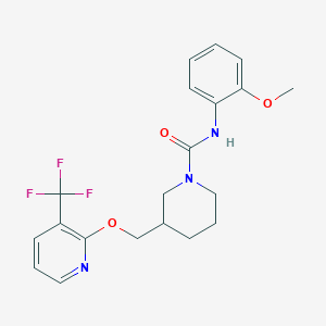 molecular formula C20H22F3N3O3 B2906585 N-(2-Methoxyphenyl)-3-[[3-(trifluoromethyl)pyridin-2-yl]oxymethyl]piperidine-1-carboxamide CAS No. 2379974-93-1