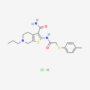 molecular formula C20H26ClN3O2S2 B2906597 6-Propyl-2-(2-(p-tolylthio)acetamido)-4,5,6,7-tetrahydrothieno[2,3-c]pyridine-3-carboxamide hydrochloride CAS No. 1329875-65-1