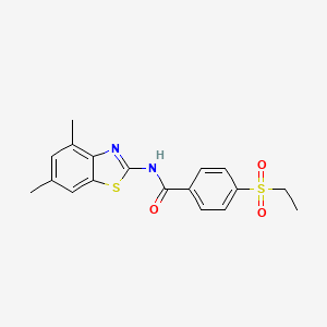 molecular formula C18H18N2O3S2 B2906598 N-(4,6-dimethylbenzo[d]thiazol-2-yl)-4-(ethylsulfonyl)benzamide CAS No. 886936-64-7