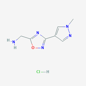 molecular formula C7H10ClN5O B2906604 (3-(1-methyl-1H-pyrazol-4-yl)-1,2,4-oxadiazol-5-yl)methanamine hydrochloride CAS No. 2034155-33-2