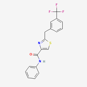molecular formula C18H13F3N2OS B2906605 N-phenyl-2-[3-(trifluoromethyl)benzyl]-1,3-thiazole-4-carboxamide CAS No. 478042-36-3