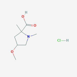 molecular formula C8H16ClNO3 B2906610 4-Methoxy-1,2-dimethylpyrrolidine-2-carboxylic acid hydrochloride CAS No. 2095409-12-2