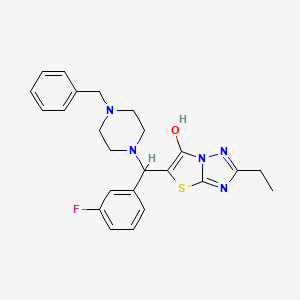 molecular formula C24H26FN5OS B2906615 5-((4-Benzylpiperazin-1-yl)(3-fluorophenyl)methyl)-2-ethylthiazolo[3,2-b][1,2,4]triazol-6-ol CAS No. 898367-35-6