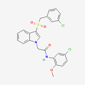 molecular formula C24H20Cl2N2O4S B2906621 2-{3-[(3-chlorobenzyl)sulfonyl]-1H-indol-1-yl}-N-(5-chloro-2-methoxyphenyl)acetamide CAS No. 893286-67-4