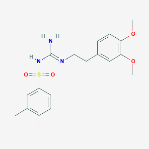molecular formula C19H25N3O4S B2906629 N-(N-(3,4-dimethoxyphenethyl)carbamimidoyl)-3,4-dimethylbenzenesulfonamide CAS No. 869075-46-7