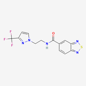 molecular formula C13H10F3N5OS B2906631 N-(2-(3-(trifluoromethyl)-1H-pyrazol-1-yl)ethyl)benzo[c][1,2,5]thiadiazole-5-carboxamide CAS No. 1448060-59-0