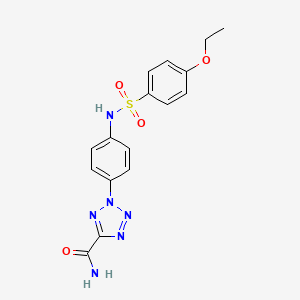molecular formula C16H16N6O4S B2906633 2-(4-(4-ethoxyphenylsulfonamido)phenyl)-2H-tetrazole-5-carboxamide CAS No. 1396855-57-4