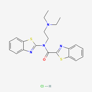 molecular formula C21H23ClN4OS2 B2906636 N-(benzo[d]thiazol-2-yl)-N-(2-(diethylamino)ethyl)benzo[d]thiazole-2-carboxamide hydrochloride CAS No. 1216978-31-2