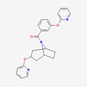 molecular formula C24H23N3O3 B2906640 ((1R,3s,5S)-3-(pyridin-2-yloxy)-8-azabicyclo[3.2.1]octan-8-yl)(3-(pyridin-2-yloxy)phenyl)methanone CAS No. 2108481-95-2