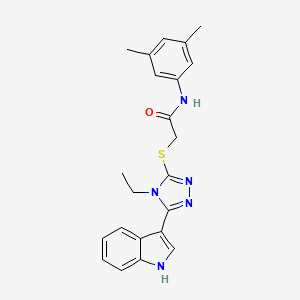 molecular formula C22H23N5OS B2906648 N-(3,5-dimethylphenyl)-2-((4-ethyl-5-(1H-indol-3-yl)-4H-1,2,4-triazol-3-yl)thio)acetamide CAS No. 852143-69-2