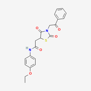 molecular formula C21H20N2O5S B2906659 2-(2,4-dioxo-3-phenacyl-1,3-thiazolidin-5-yl)-N-(4-ethoxyphenyl)acetamide CAS No. 876721-87-8