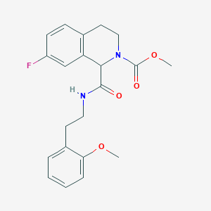 molecular formula C21H23FN2O4 B2906666 methyl 7-fluoro-1-((2-methoxyphenethyl)carbamoyl)-3,4-dihydroisoquinoline-2(1H)-carboxylate CAS No. 1396581-23-9