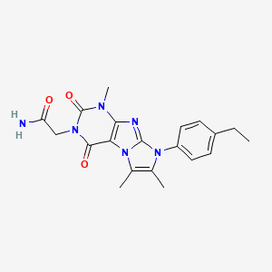 molecular formula C20H22N6O3 B2906669 2-[6-(4-Ethylphenyl)-4,7,8-trimethyl-1,3-dioxopurino[7,8-a]imidazol-2-yl]acetamide CAS No. 876670-41-6