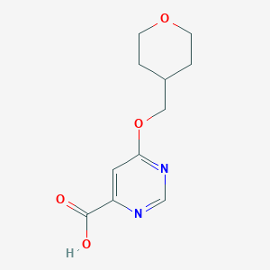 molecular formula C11H14N2O4 B2906677 6-[(Tetrahydro-2H-pyran-4-yl)methoxy]pyrimidine-4-carboxylic acid CAS No. 1439896-43-1