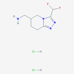 molecular formula C8H14Cl2F2N4 B2906680 [3-(Difluoromethyl)-5,6,7,8-tetrahydro-[1,2,4]triazolo[4,3-a]pyridin-6-yl]methanamine;dihydrochloride CAS No. 2503203-02-7