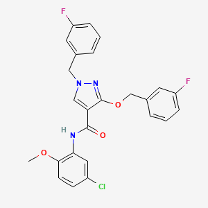 molecular formula C25H20ClF2N3O3 B2906681 N-(5-chloro-2-methoxyphenyl)-1-(3-fluorobenzyl)-3-((3-fluorobenzyl)oxy)-1H-pyrazole-4-carboxamide CAS No. 1014068-93-9
