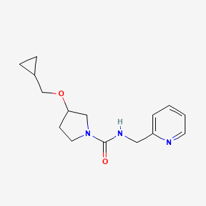 molecular formula C15H21N3O2 B2906690 3-(cyclopropylmethoxy)-N-(pyridin-2-ylmethyl)pyrrolidine-1-carboxamide CAS No. 2034607-79-7
