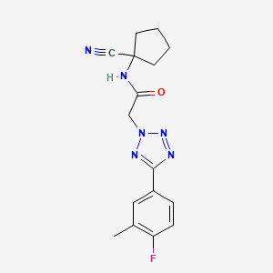 molecular formula C16H17FN6O B2906693 N-(1-cyanocyclopentyl)-2-[5-(4-fluoro-3-methylphenyl)-2H-1,2,3,4-tetrazol-2-yl]acetamide CAS No. 1241531-47-4