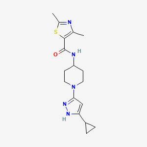 molecular formula C17H23N5OS B2906697 N-(1-(5-cyclopropyl-1H-pyrazol-3-yl)piperidin-4-yl)-2,4-dimethylthiazole-5-carboxamide CAS No. 2034200-60-5