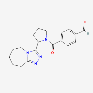 molecular formula C19H22N4O2 B2906712 4-[2-(6,7,8,9-tetrahydro-5H-[1,2,4]triazolo[4,3-a]azepin-3-yl)pyrrolidine-1-carbonyl]benzaldehyde CAS No. 1281153-21-6
