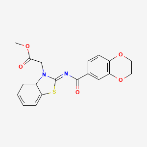 molecular formula C19H16N2O5S B2906718 (Z)-methyl 2-(2-((2,3-dihydrobenzo[b][1,4]dioxine-6-carbonyl)imino)benzo[d]thiazol-3(2H)-yl)acetate CAS No. 865197-69-9