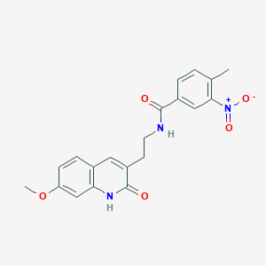 molecular formula C20H19N3O5 B2906732 N-[2-(7-methoxy-2-oxo-1H-quinolin-3-yl)ethyl]-4-methyl-3-nitrobenzamide CAS No. 851406-06-9