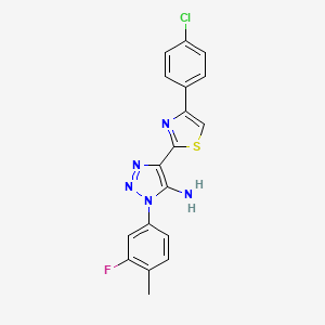 molecular formula C18H13ClFN5S B2906739 4-[4-(4-chlorophenyl)-1,3-thiazol-2-yl]-1-(3-fluoro-4-methylphenyl)-1H-1,2,3-triazol-5-amine CAS No. 1206992-92-8