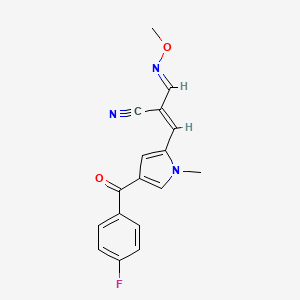 molecular formula C17H14FN3O2 B2906741 3-[4-(4-fluorobenzoyl)-1-methyl-1H-pyrrol-2-yl]-2-[(methoxyimino)methyl]acrylonitrile CAS No. 251310-74-4